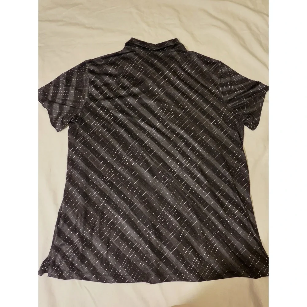 Nike Dri-FIT Golf Polo Shirt Men's XL Black Gray Plaid Check Performance...